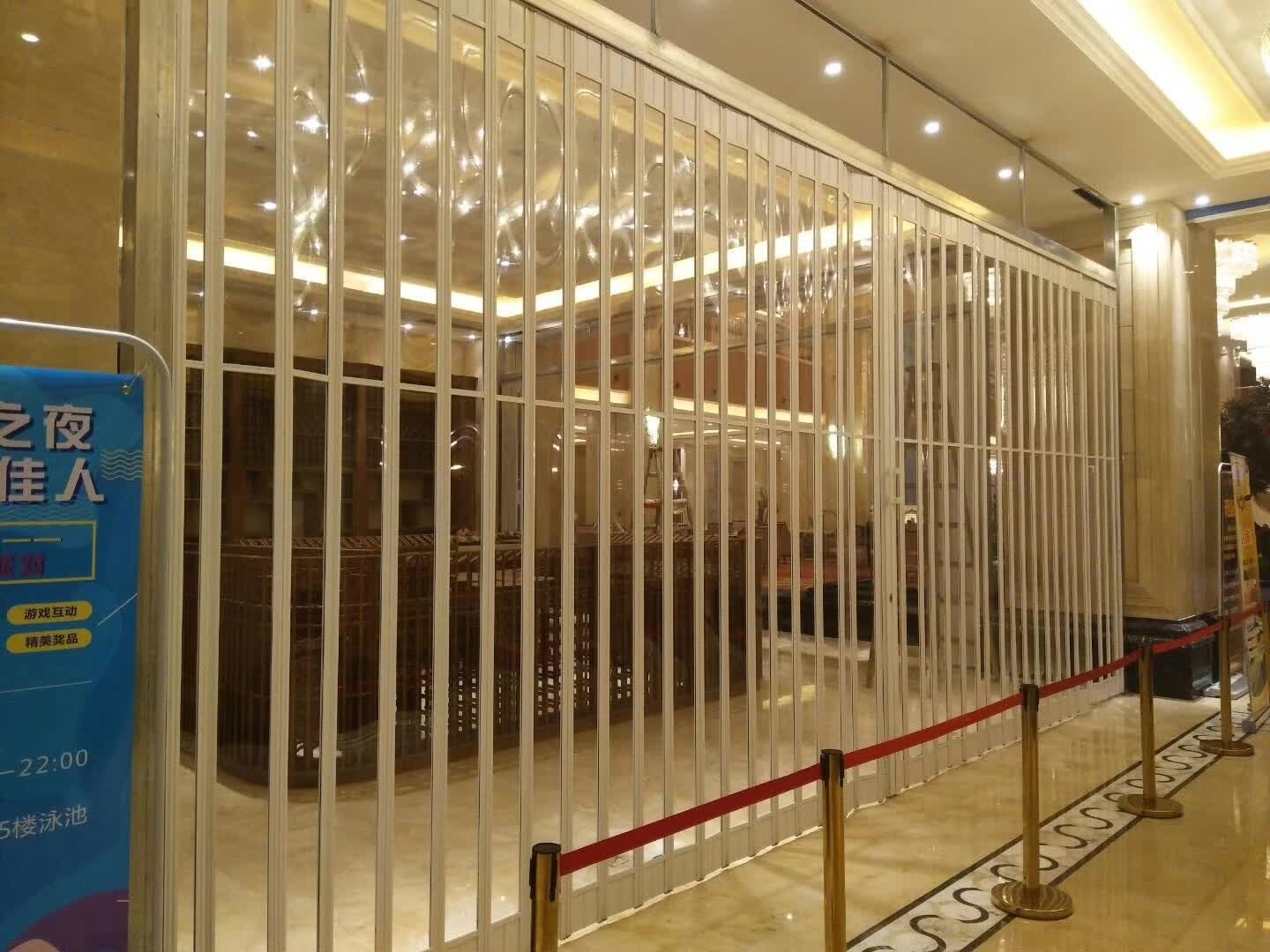 Transparent Polycarbonate Side Folding Door Modern Shop Sliding Folding Security Plastic Door