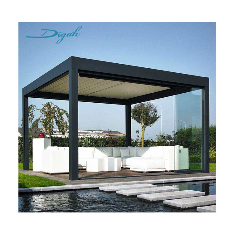 Chinese Outdoor Garden Waterproof Aluminium Alloy Pavilion Guangdong 6x6 Aluminum Gazebo 5x5 Aluminum Gazebo