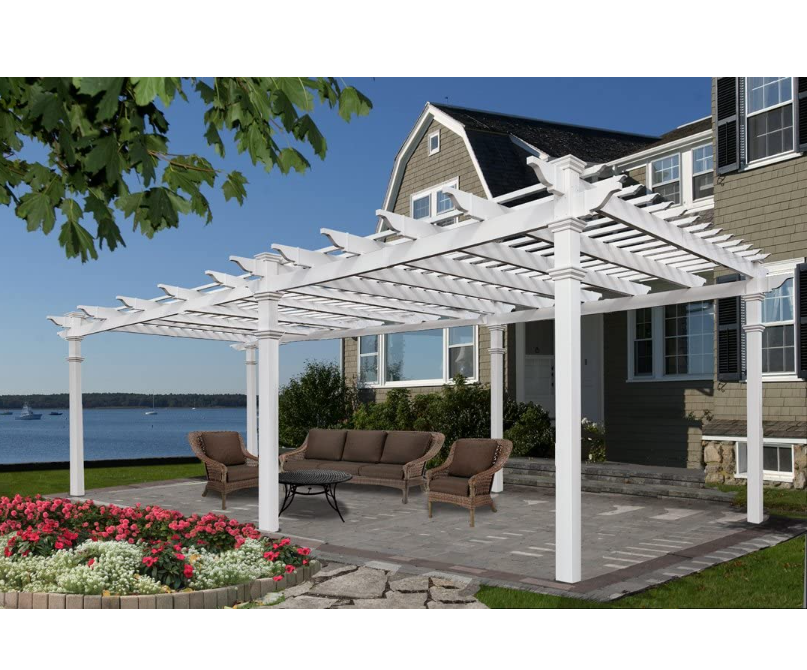 Backyard Discovery All Cedar Gazebo, Walnut, Insulated Steel Roof Water Resistant White wooden pavilion