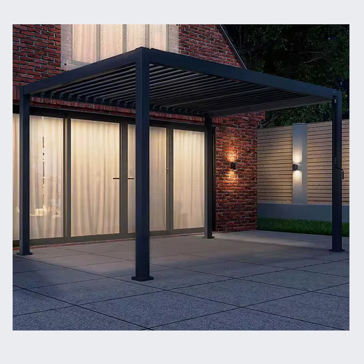 Aluminum Outdoor Waterproof Pergola Opening Roof Louver Retractable Gazebo Sunshade Garden Pergola