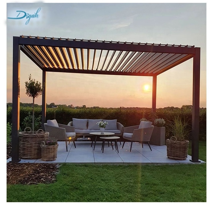 outdoor sun shade villa garden aluminum louvre roof motorized systems pergola gazebos waterproof