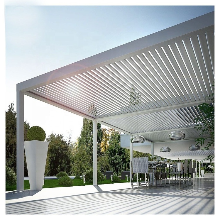 outdoor sun shade villa garden aluminum louvre roof motorized systems pergola gazebos waterproof