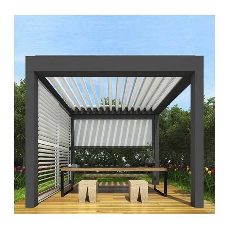 Outdoor Terrace Retractable Louvered Pergola Sunroom Gazebo Awning on Sale Electric Aluminum Outdoor Machine Cover Aluminum