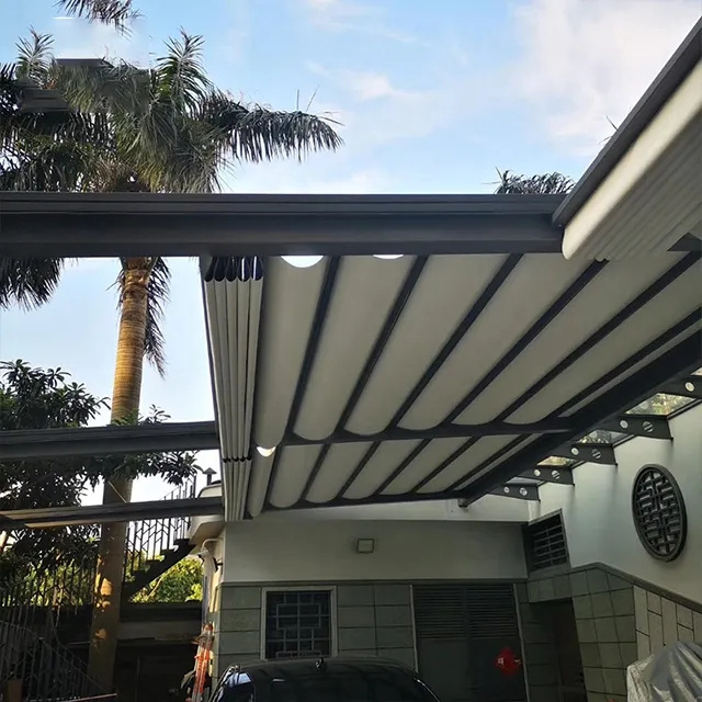 Automatic terrace gazebos metal aluminum waterproof louver roof system retractable awning pergola roof