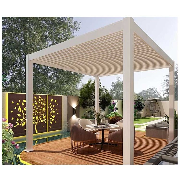 Outdoor Terrace Retractable Louvered Pergola Sunroom Gazebo Awning on Sale Electric Aluminum Outdoor Machine Cover Aluminum