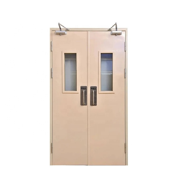 Fire Protection Project Door Residential Access Fire Door Commercial Steel Wooden Unequal Double Fire Rated Door