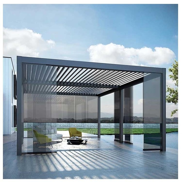 Aluminum Electric Adjustable Pergoles With Louvers Roof Pergola For Swimming Pool Cover