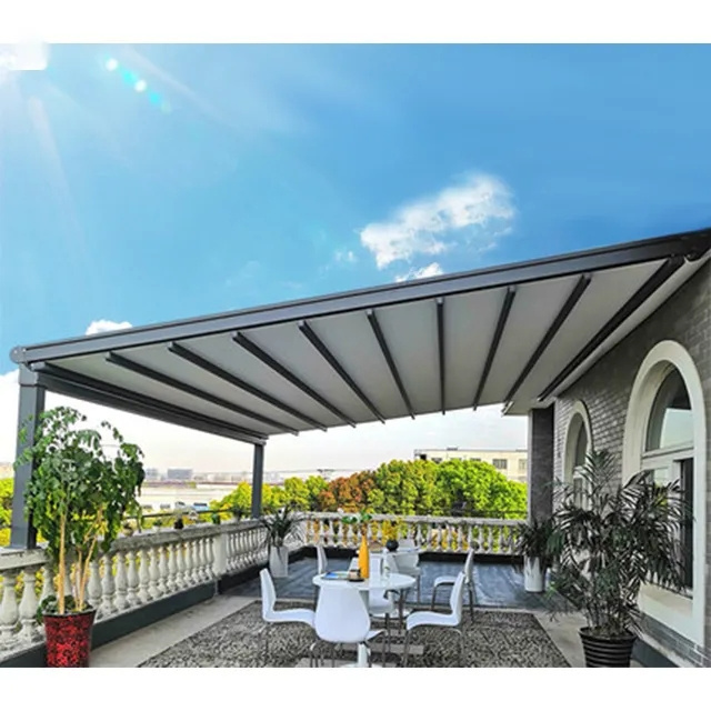 Automatic terrace gazebos metal aluminum waterproof louver roof system retractable awning pergola roof