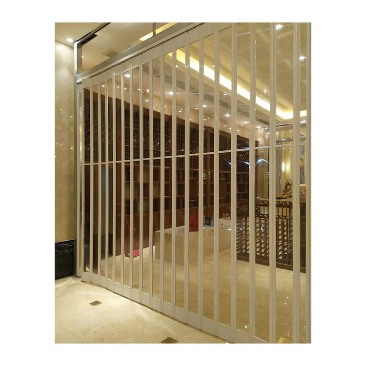 Transparent Polycarbonate Side Folding Door Modern Shop Sliding Folding Security Plastic Door