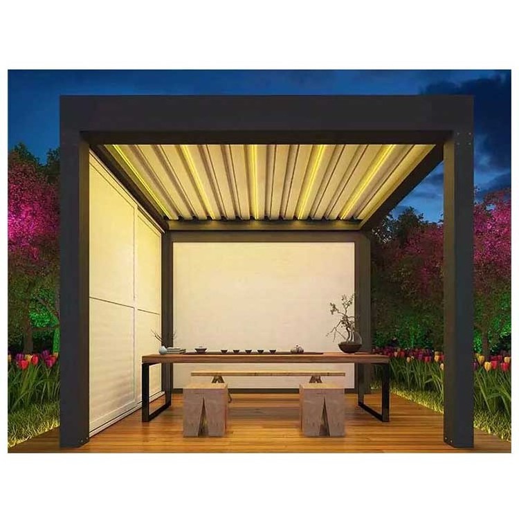 Aluminum Electric Adjustable Pergoles With Louvers Roof Pergola For Swimming Pool Cover