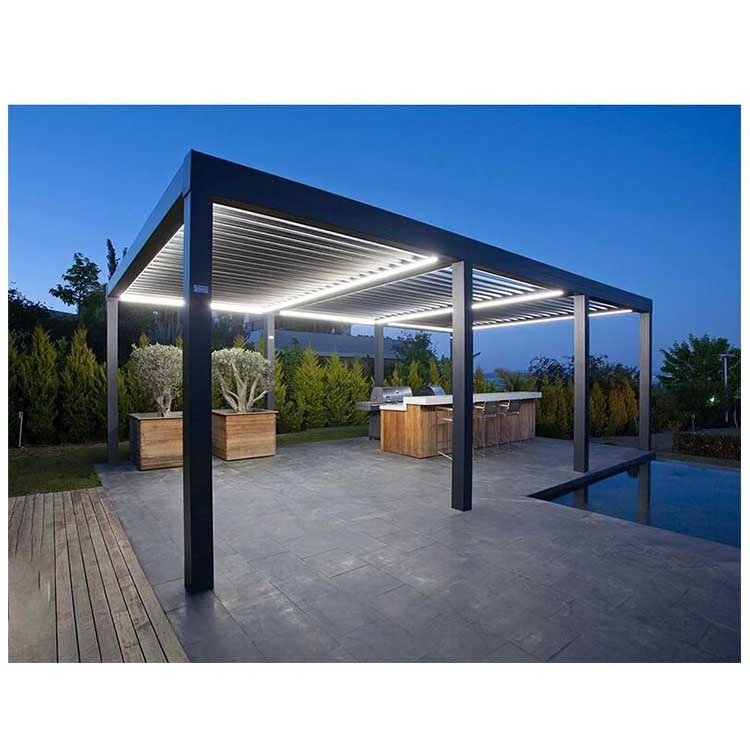 Aluminum Electric Adjustable Pergoles With Louvers Roof Pergola For Swimming Pool Cover