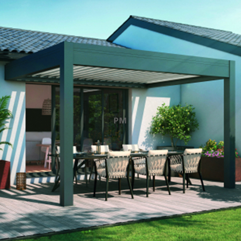 Garden Metal Arches Motorized Louvered Roof Gazebo Electric Outdoor Aluminium Pergola Bioclimatic