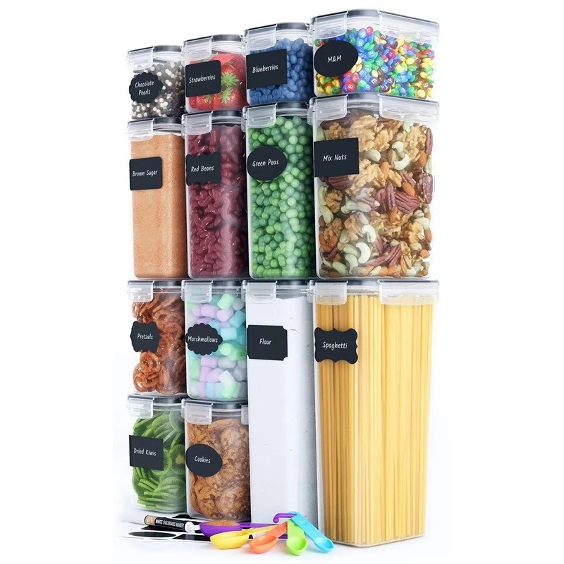 Pantry Organizers 14 Pack Large Airtight Plastic Cereal Container Box Food Storage Containers Sets For Sugar,Flour,Dry Food