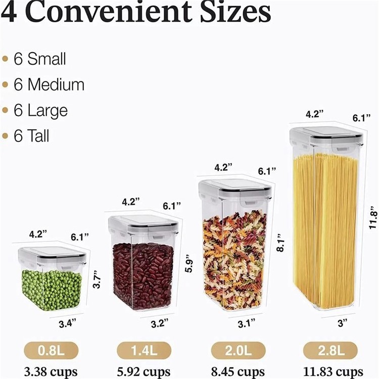 Pantry Organizers 14 Pack Large Airtight Plastic Cereal Container Box Food Storage Containers Sets For Sugar,Flour,Dry Food