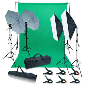 Professional Photo Studio Accessories Softbox Photography Umbrella Lighting Kit with Background Support System