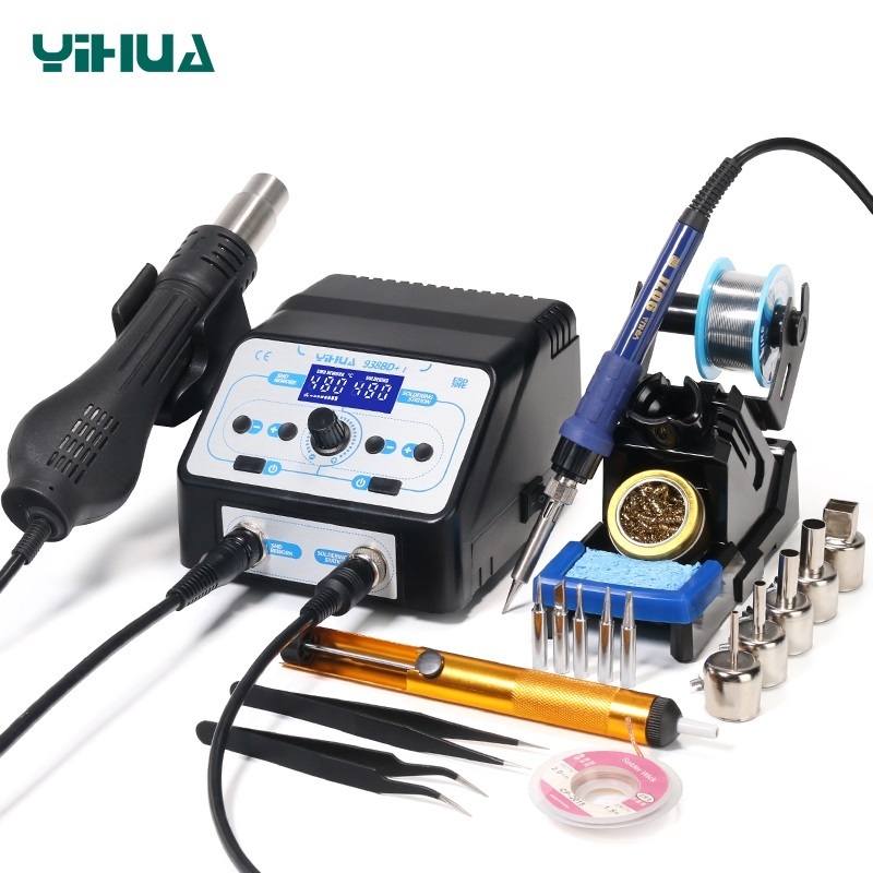 YIHUA 938BD+-I 750W Soldering Iron Station Declined Display SMD Rework Station LCD Welding Station Hot Air Gun Soldering Station