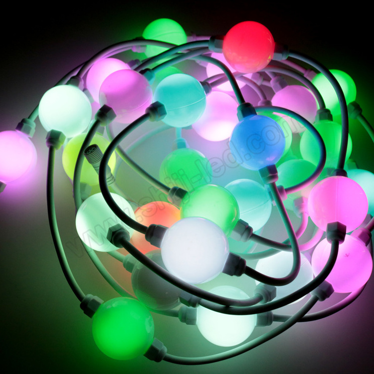 SHIJI Outdoor String Light 360 Degree 35Mm 50Mm 3D Dmx/Spi Rgb Light String Led  Pixel Ball For Christmas Lighting