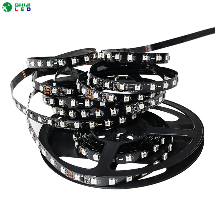 Black PCB 12V 24V SK6812 WS2812b RGB pixel addressable led strip light