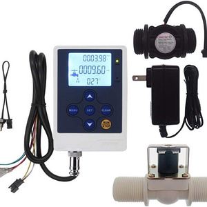 DIGITEN Water Flow Meter Controller+G1" Flow Sensor+G1" Solenoid Valve+12V Power