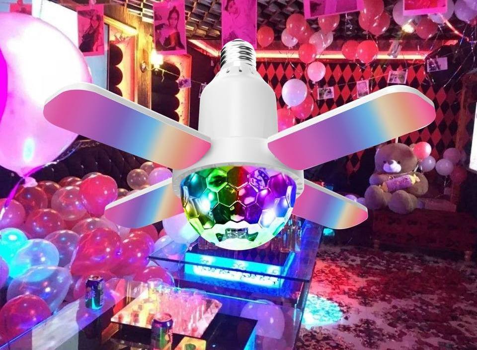 24W E27 CWRGB Small Fan Shape Folding Music Party Atmosphere Smart LED Bulb