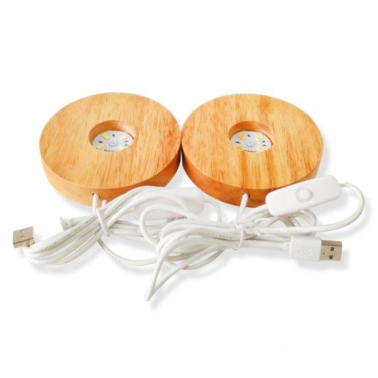 Wooden Led Lamp Holder USB display Base Switch Modern Night Light For 3D Led Night Lamp