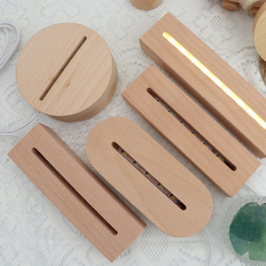 Wooden Led Lamp Holder USB display Base Switch Modern Night Light For 3D Led Night Lamp