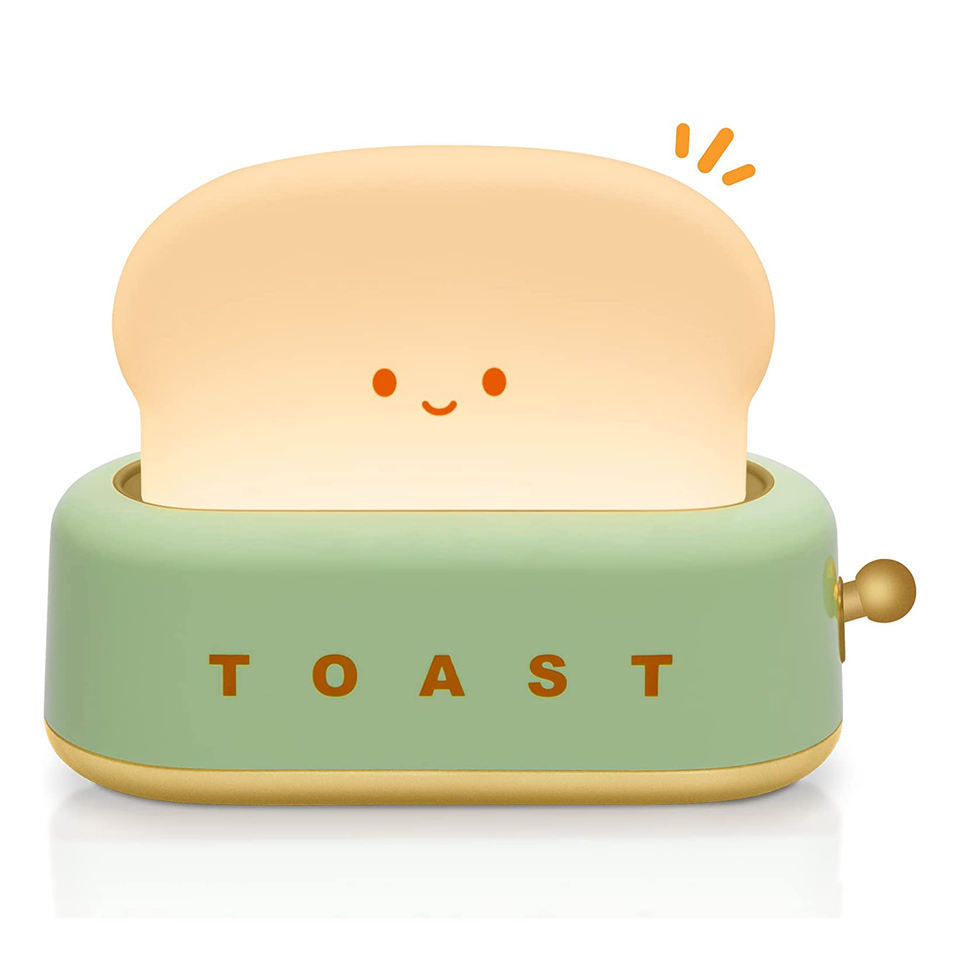 Cute Desk Decor Toaster Lamp Kawaii LED Toast Bread Night Light Rechargeable Mini Light with Timer