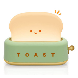 Cute Desk Decor Toaster Lamp Kawaii LED Toast Bread Night Light Rechargeable Mini Light with Timer