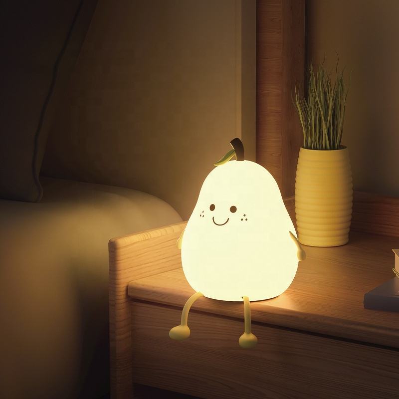 Creative LED Pear night light baby night light silicone bedside sleeping lamp USB charging   cute silicone pear night light