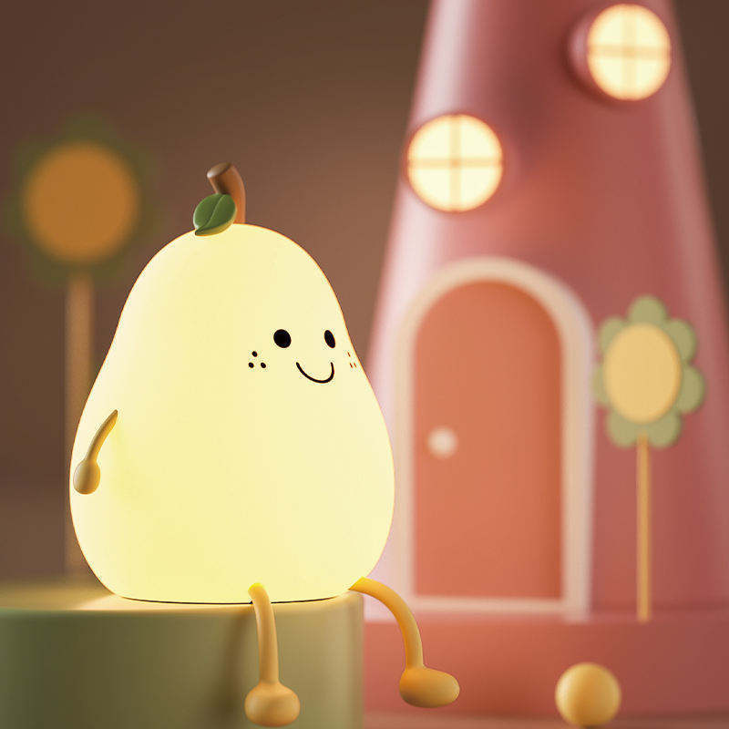 Creative LED Pear night light baby night light silicone bedside sleeping lamp USB charging   cute silicone pear night light