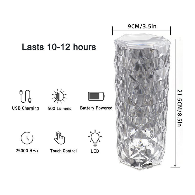 LED Rose Crystal table Lamp 16 Colors Changing RGB Touch Lamp USB Romantic LED Rose Diamond desk Lamps for Bedroom Living