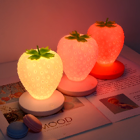 Fruit Strawberry Silicone Night Light LED Eye Protector Touch Ambient Light Children's Cartoon USB Rechargeable Lamp