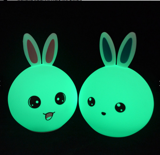 Rabbit LED silicone Night Light 7 Color Changing Desk Table Lamp For Kids as Gift