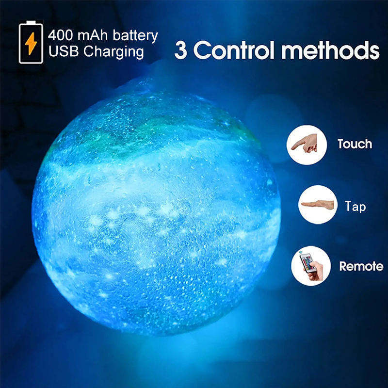 Moon Touch USB Charging LED Light with Remote Control for Home Decoration Night Light 3D Moonlight