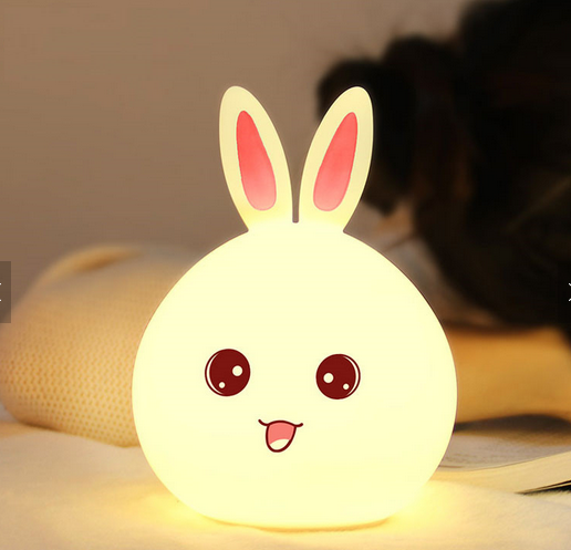 Rabbit LED silicone Night Light 7 Color Changing Desk Table Lamp For Kids as Gift