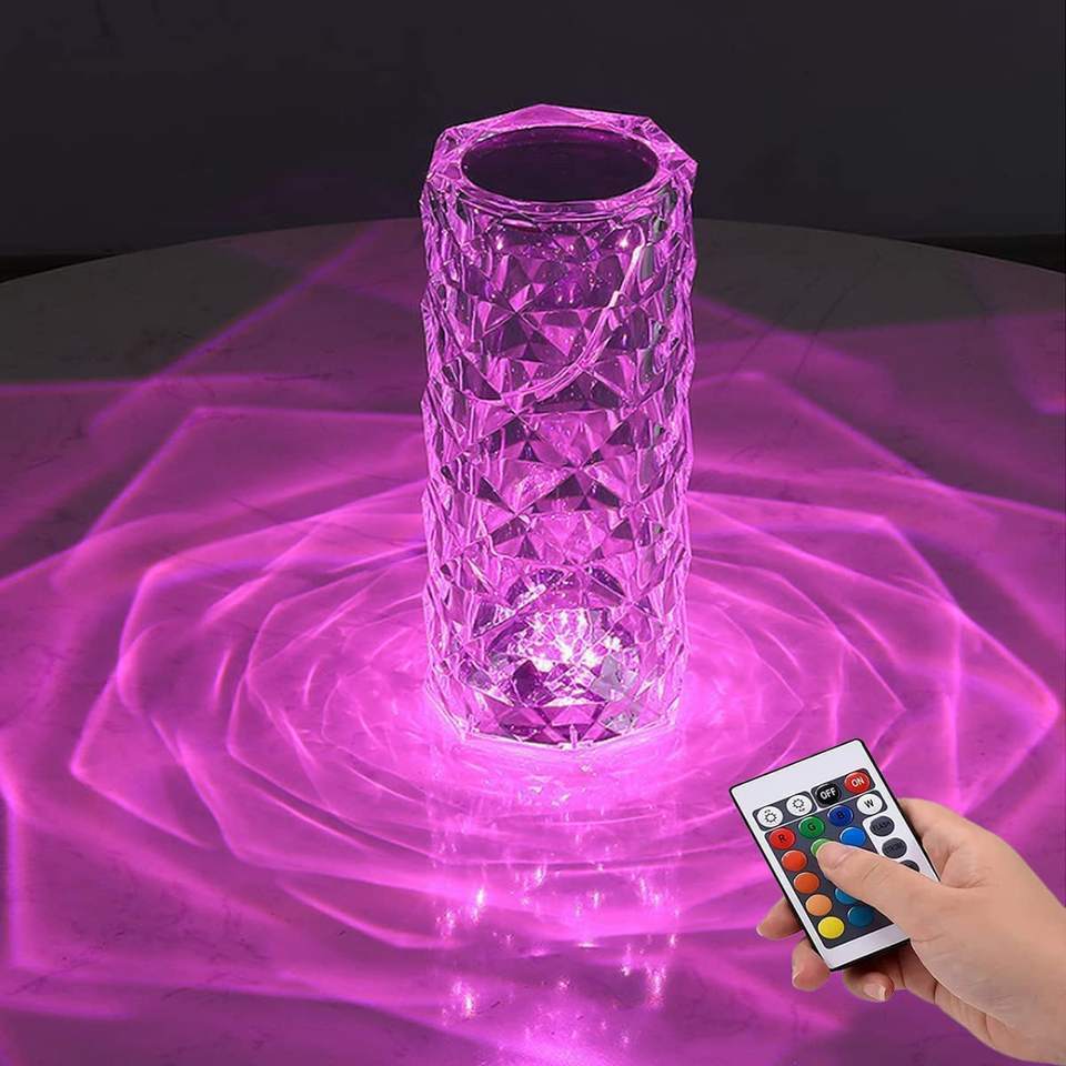 LED Rose Crystal table Lamp 16 Colors Changing RGB Touch Lamp USB Romantic LED Rose Diamond desk Lamps for Bedroom Living