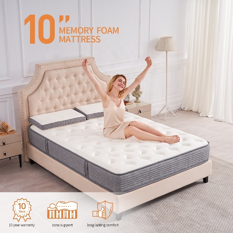 Diglant Double Bed King Size  Gel Natural Latex Memory Foam Mattress Roll Up Pocket Spring  Mattress in a Box