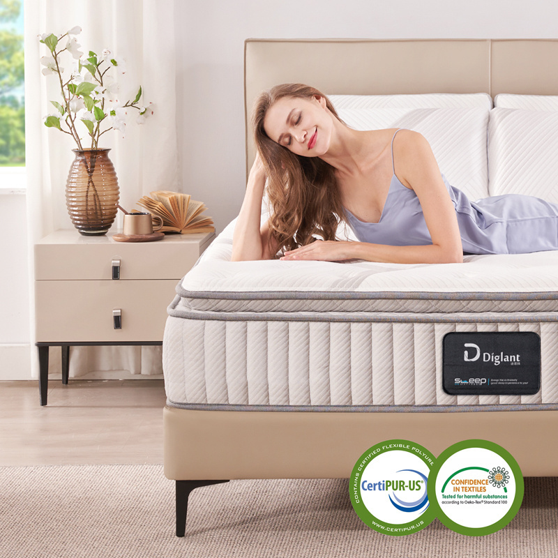 Factory Wholesale Popular Fireproof Fiber  Mattress 12 Inch Memory Foam  Hybrid Spring Mattress