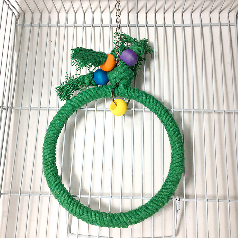 Pet Parrot Bird Cage Toy Cotton Rope Circle Ring Stand Chewing Bite Hanging Swing Climbing Play Toys For Cockatiel Parakeet Toy