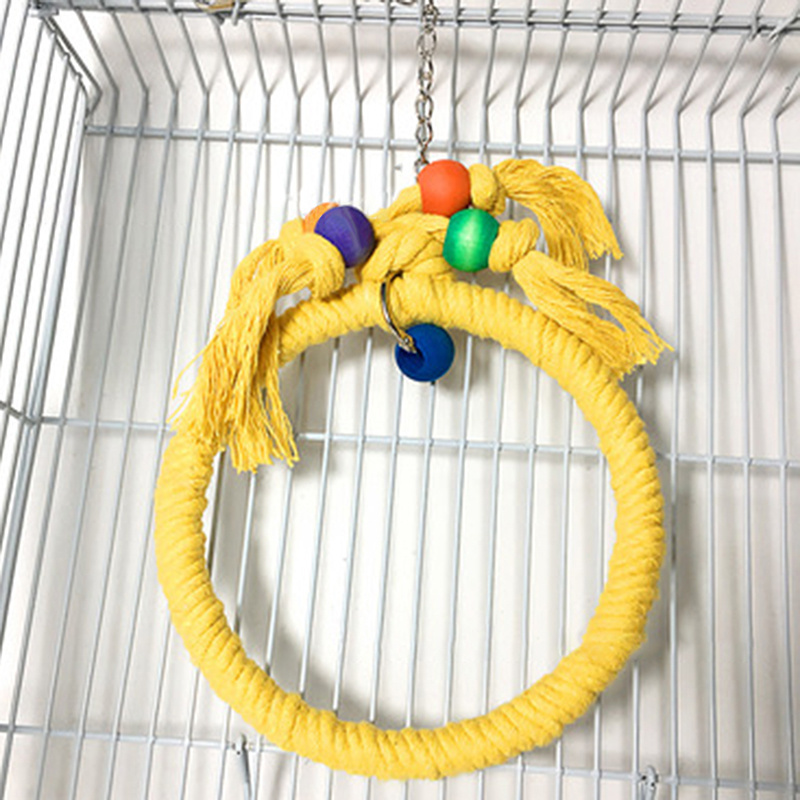 Pet Parrot Bird Cage Toy Cotton Rope Circle Ring Stand Chewing Bite Hanging Swing Climbing Play Toys For Cockatiel Parakeet Toy