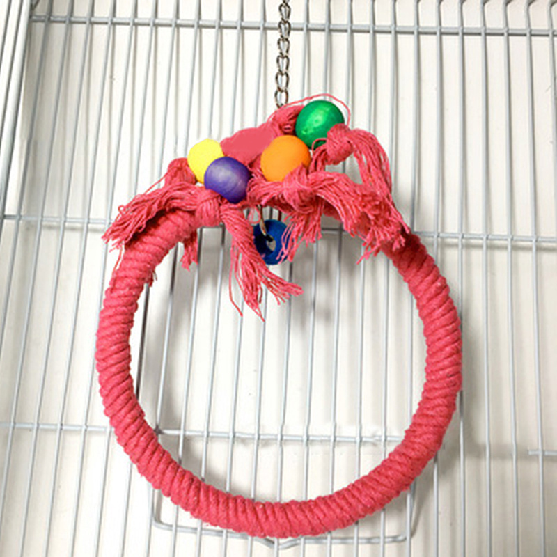 Pet Parrot Bird Cage Toy Cotton Rope Circle Ring Stand Chewing Bite Hanging Swing Climbing Play Toys For Cockatiel Parakeet Toy