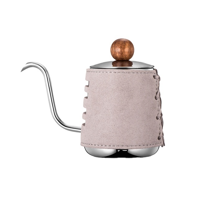 Hot Selling 350ml 12Oz Stainless Steel Red Leather Wrapped Goose Neck Pour Over Kettle For Coffee Tea