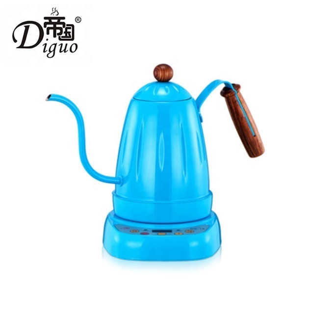 Diguo 700ml 24Oz White Color Electric Stainless Steel Gooseneck Kettle For Tea Coffee With Temperature Setting