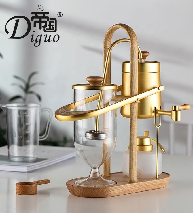 Hot Sale Aluminium Ally + Walnut Belgium Syphon Royal Balance Siphon Coffee Maker