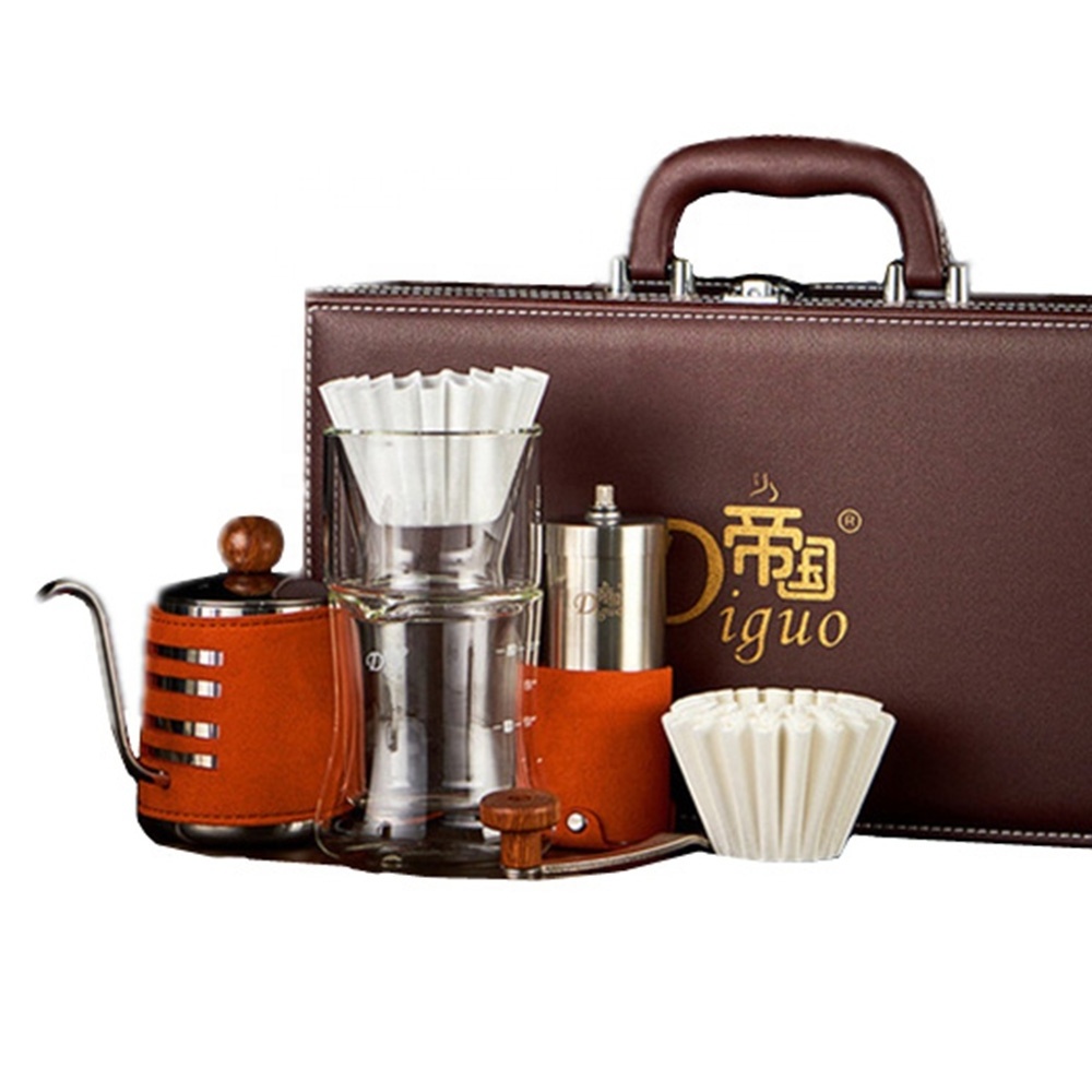 Diguo Ethiopian Type Hand Drip Coffee Brew Pot Gooseneck Coffee Kettle Tea Coffee Set With Traveling  Bag