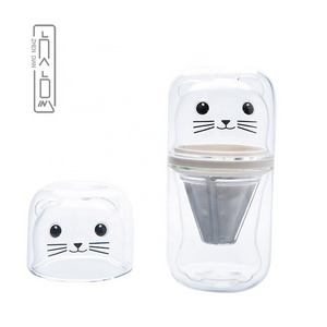 Zhendian 150ml Clear Color Portable Double Layer Glass Cat Paw Cup For Coffee Tea