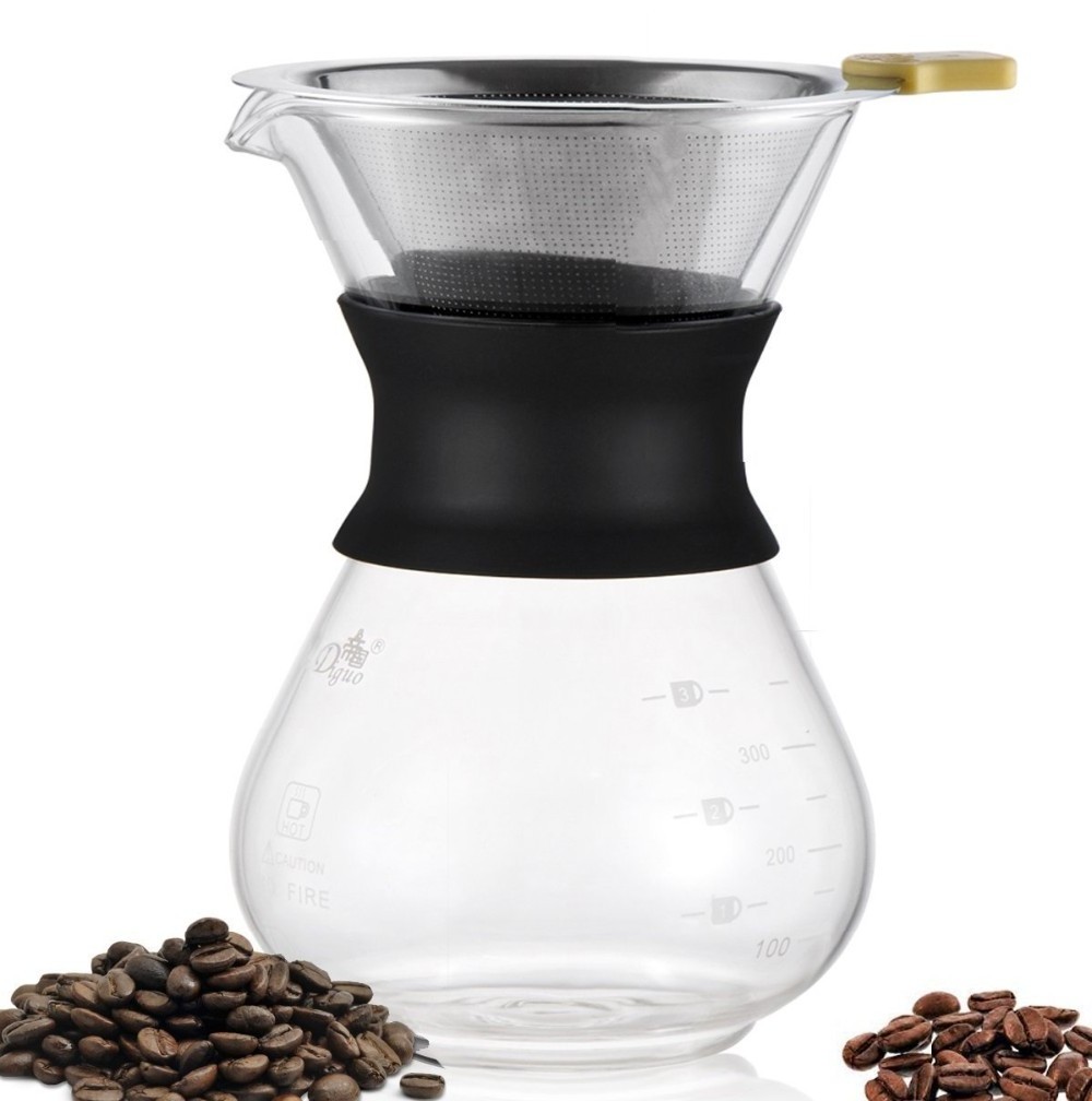 Diguo 400ml Glass Hand Drip Pour Over Coffee Share Pot With Filter Set