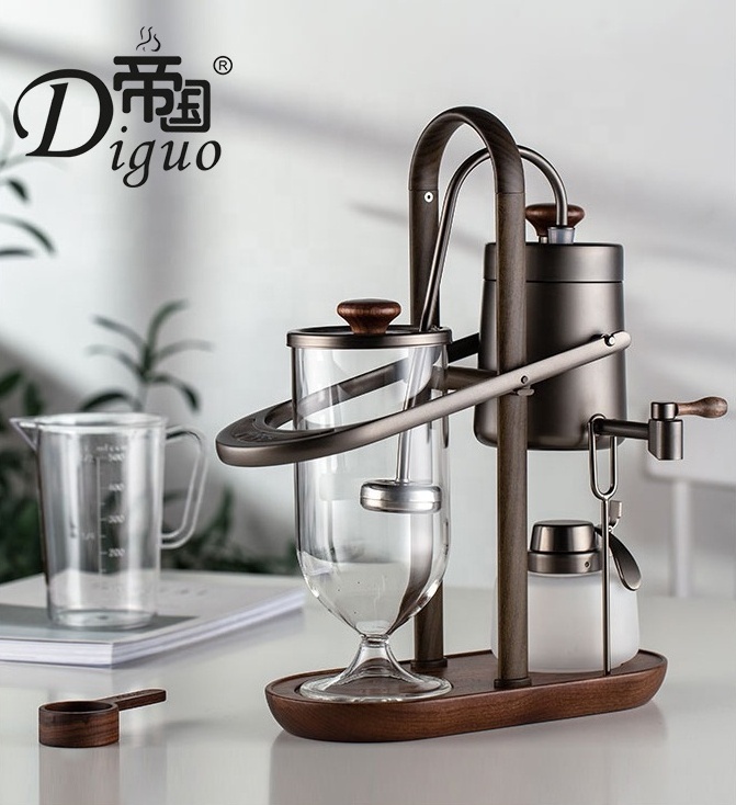 Hot Sale Aluminium Ally + Walnut Belgium Syphon Royal Balance Siphon Coffee Maker