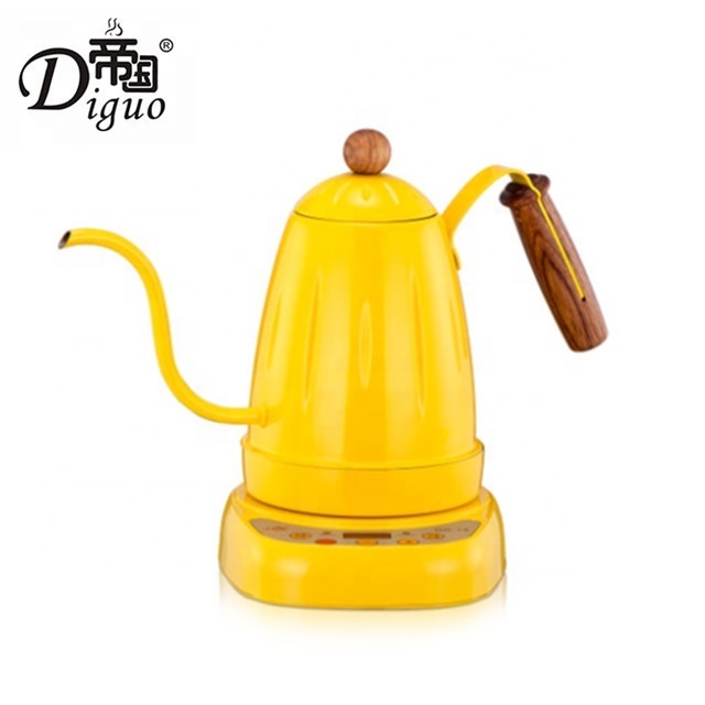 Diguo 700ml 24Oz Yellow Color Digital Electric Variable Temperature Setting Stainless Steel Gooseneck Coffee Tea  Kettle