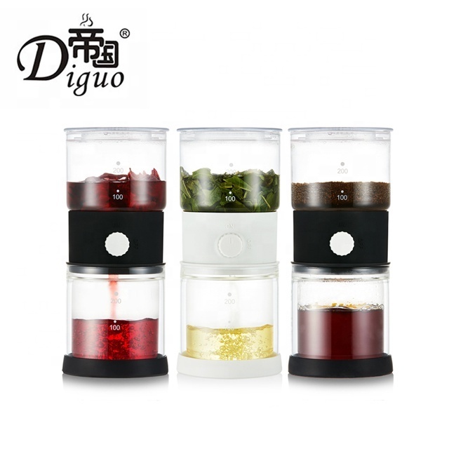 Diguo Hot Selling 200ml Portable Black Color  Glass Cold Brew Tea And Coffee Maker